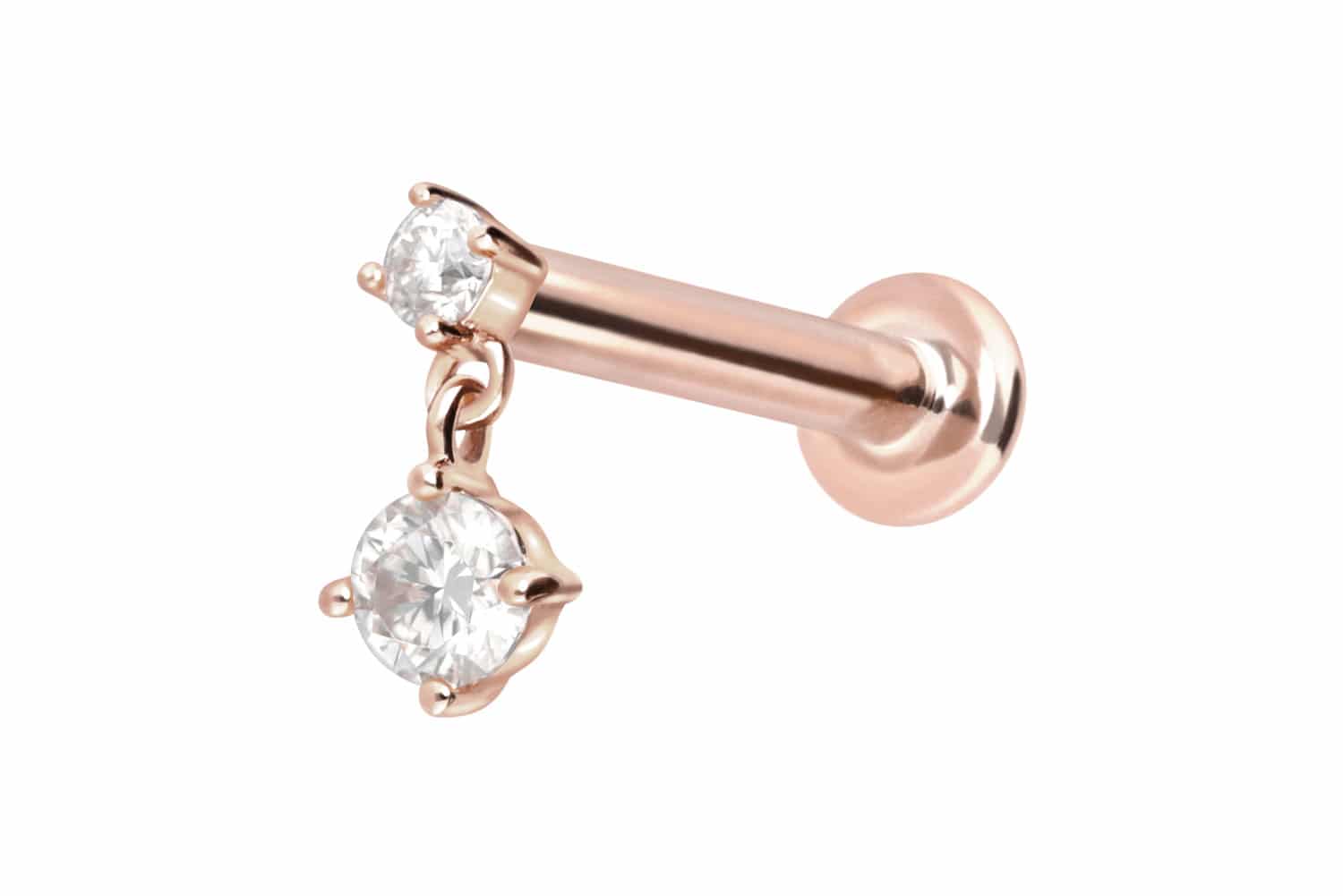 14 Karat Gold Labret Piercing mit Push Fit 2 MOISSANITE